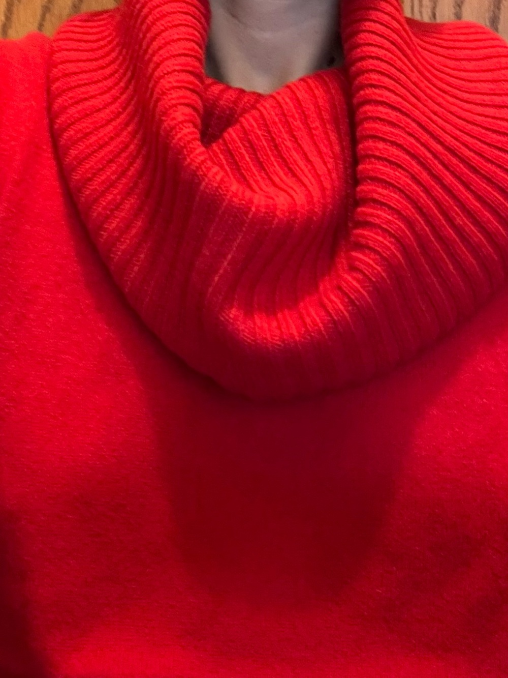 Jones New York Cashmere Red Ribbed Cowl Neck /Turtleneck Sweater